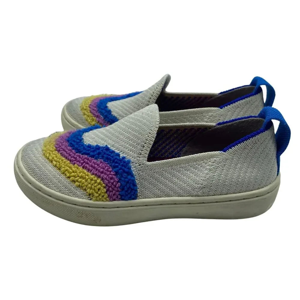 Rothy's Terry Swirl Rainbow Slip-On White Multicolor Sneakers Comfort Kids 11